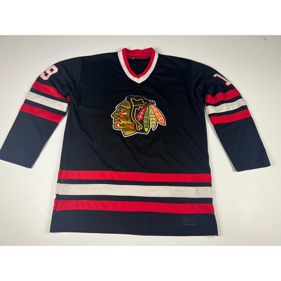 Vintage Toews 19 Chicago Blackhawks Jersey Hockey Red White Black Mens Size‎ L - Picture 1 of 17
